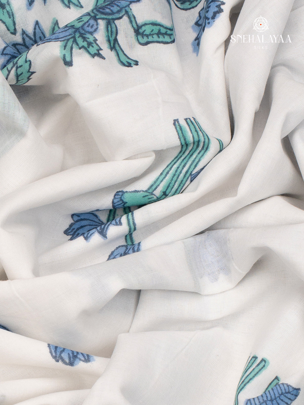 White Jaipur Cotton Saree